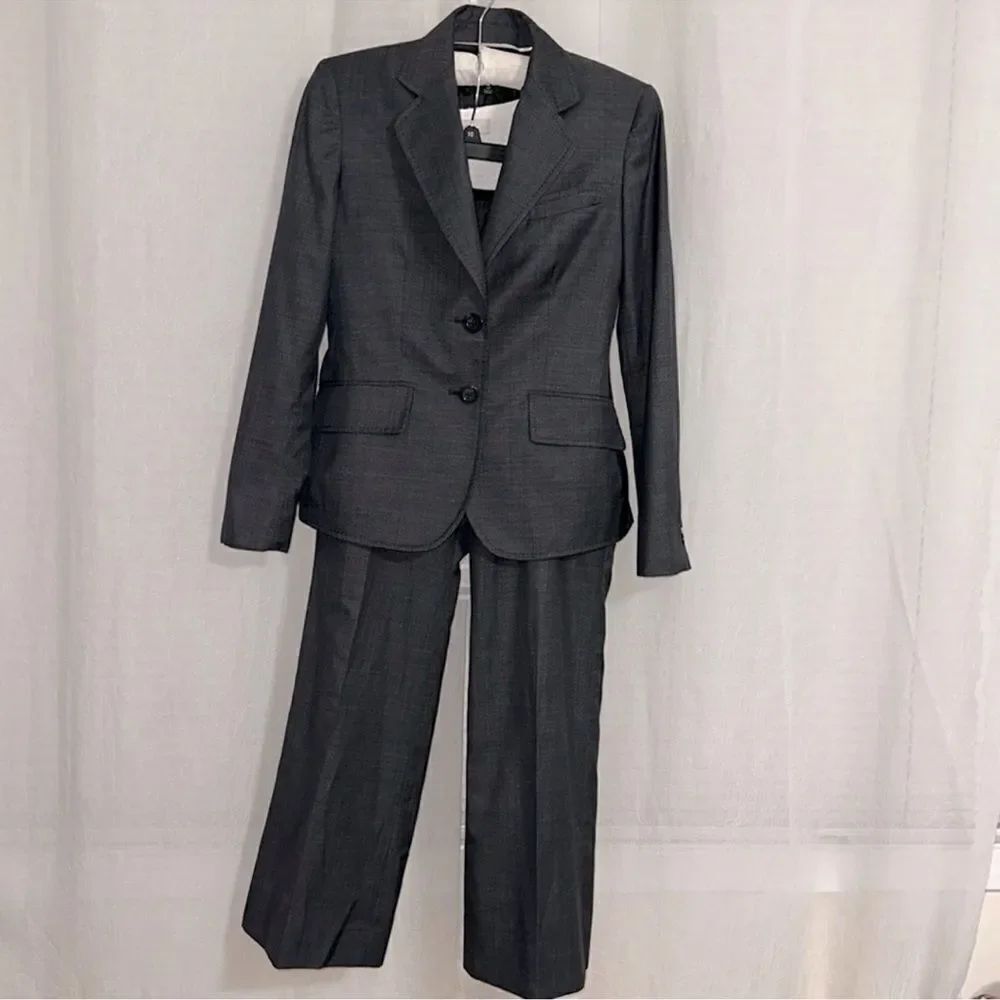 Anne Klein 4P Gray Wool Blend Proffesional Blazer Pant Suit